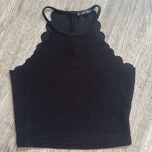 🖤Black cut out tank, high neck top, spaghetti strap, size small